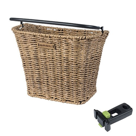 Kosz rowerowy na kierownicę BASIL Bremen Rattan Look KF + KF Ahead Stem Holder